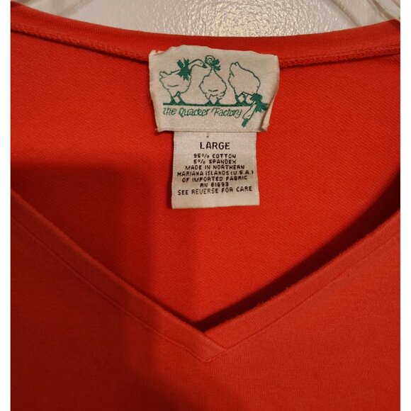 Quacker Factory Large Bright Pink Long Sleeve Shirt, Whale, Rhinestone V-Neck - Picture 3 of 4